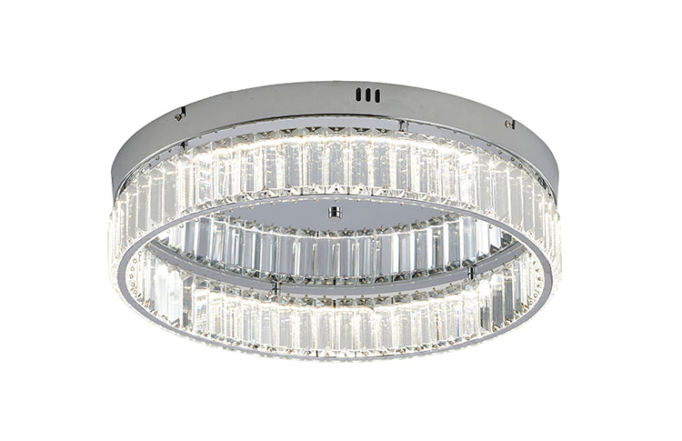 Round Frame Flush Mount with Clear Crystals in Chrome by Bethel