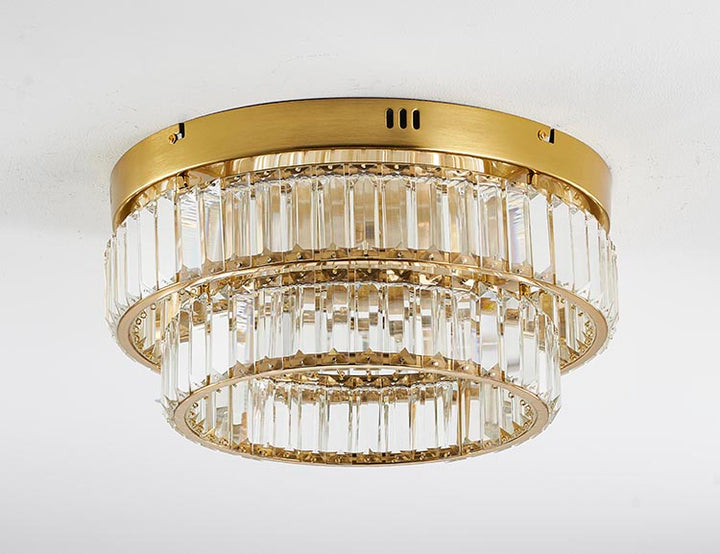 Two Tier Frame Flush Mount with Clear Crystals by Bethel - view 3