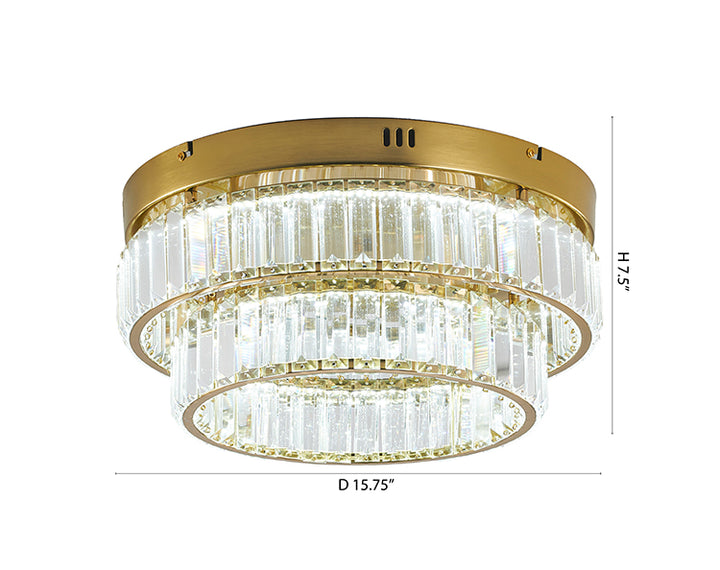 Two Tier Frame Flush Mount with Clear Crystals by Bethel - view 7