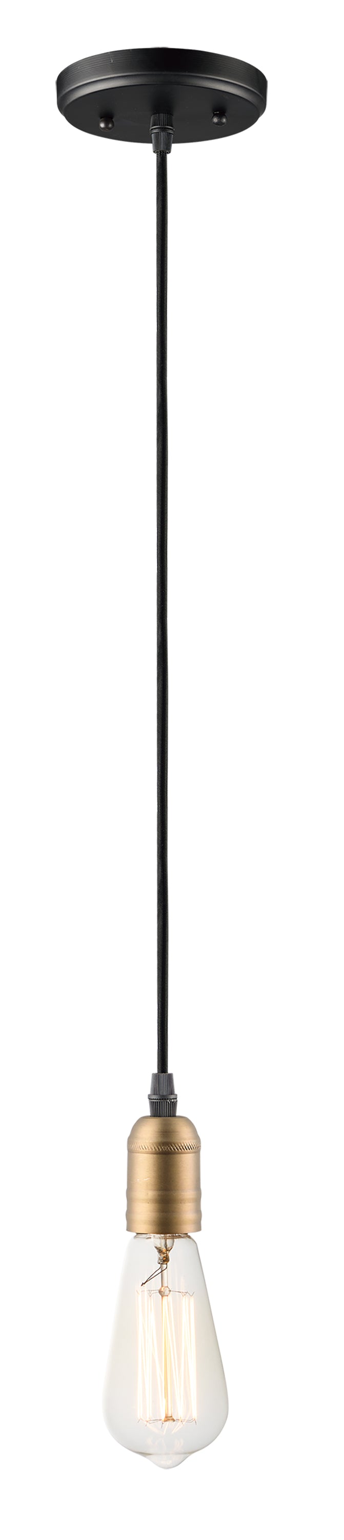 Early Electric 1-Light Pendant Black / Antique Brass