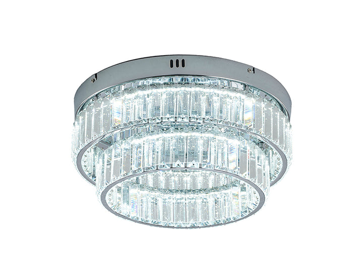 Two Tier Frame Flush Mount with Clear Crystals in Chrome by Bethel