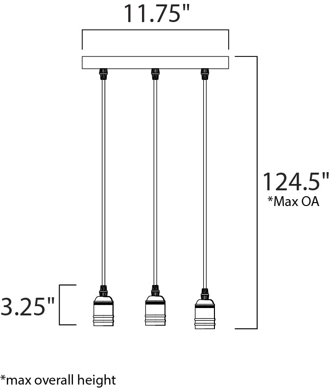 Early Electric Pendant dimensions diagram
