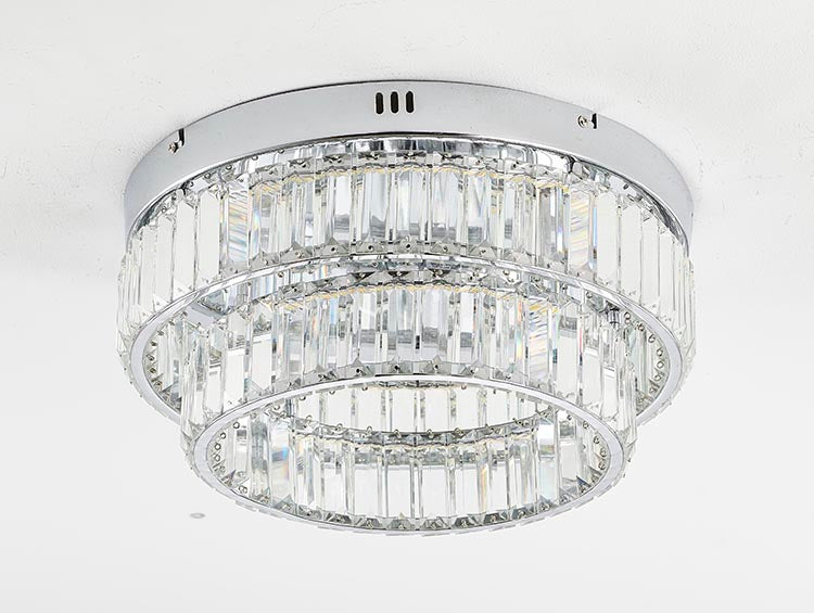 Two Tier Frame Flush Mount with Clear Crystals by Bethel - view 10