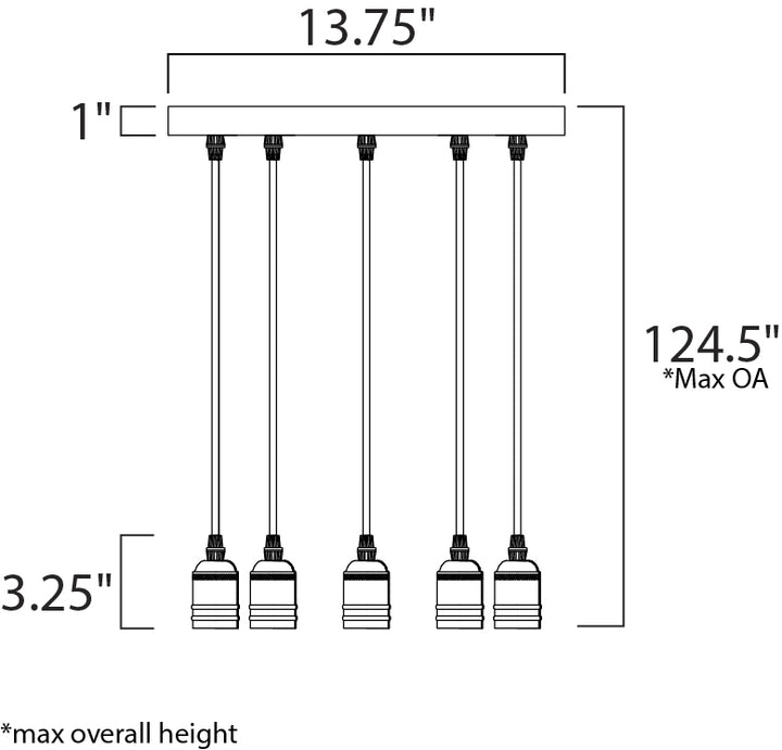 Early Electric Pendant dimensions diagram
