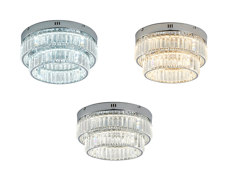 Two Tier Frame Flush Mount with Clear Crystals by Bethel - view 12