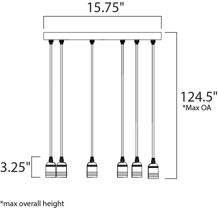 Early Electric Pendant dimensions diagram