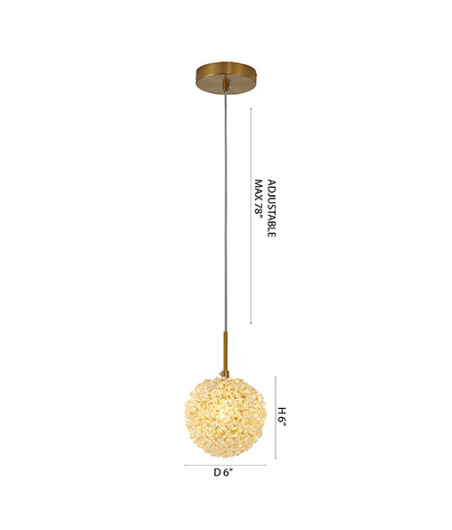 Frame Pendant Light with Clear Crystal Beaded Ball by Bethel - view 6
