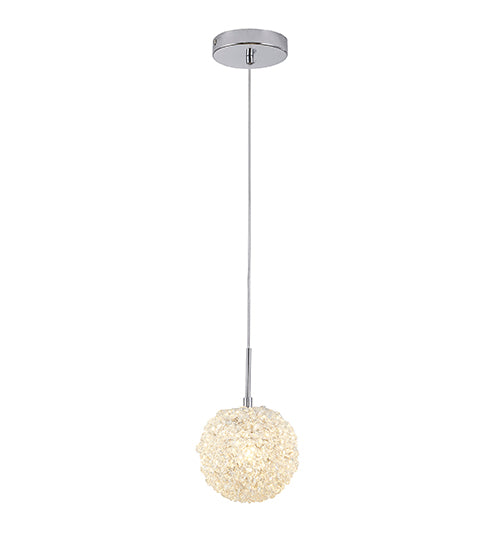 Frame Pendant Light with Clear Crystal Beaded Ball in Chrome by Bethel