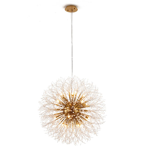 Clear Crystal Firework Chandelier with Hardware in Brass by Bethel