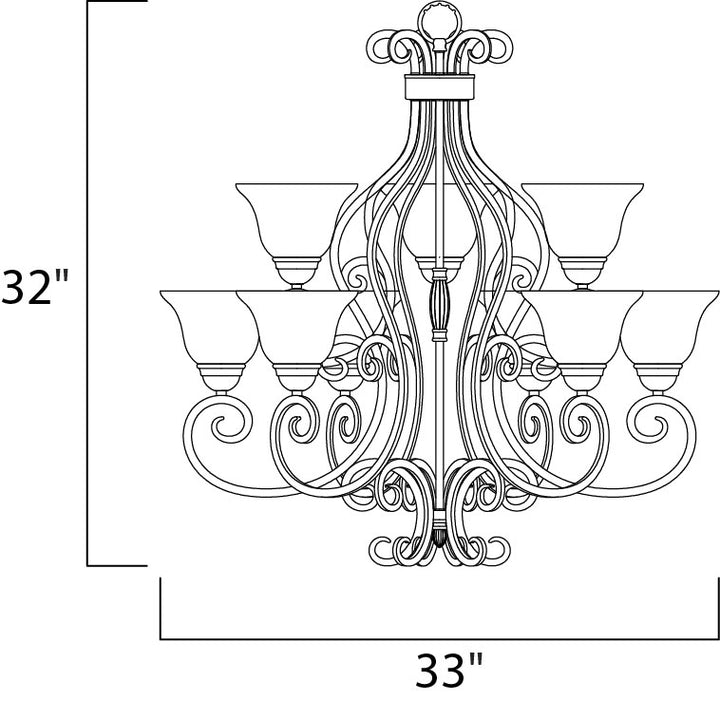 Manor Chandelier dimensions diagram