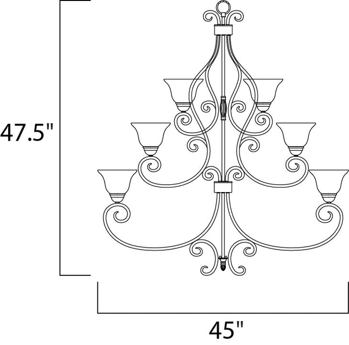Manor Chandelier dimensions diagram