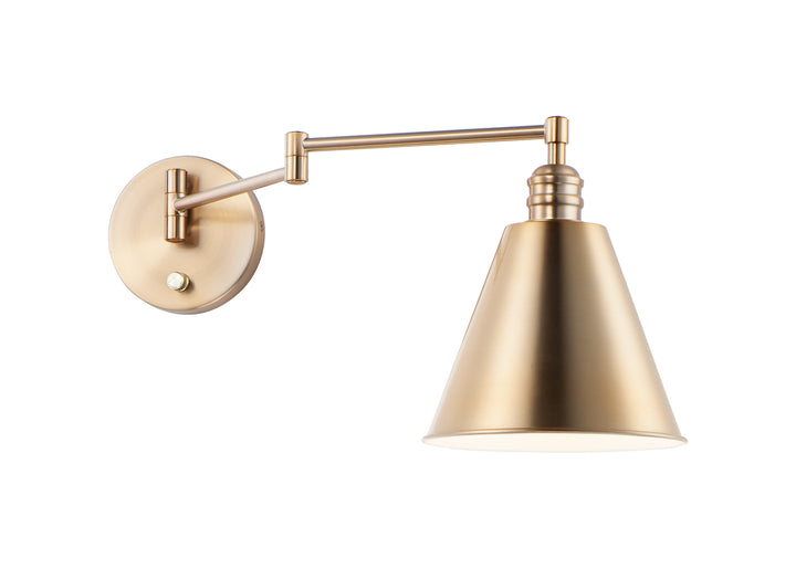 Library 1-Light Wall Sconce Horizontal Swing Arm Heritage Brass