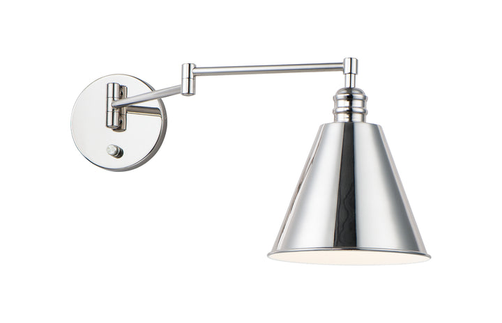 Library 1-Light Wall Sconce Horizontal Swing Arm Polished Nickel