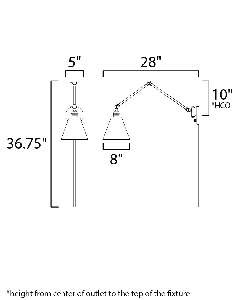 Library 1-Light Wall Sconce dimensions diagram