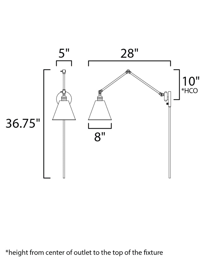 Library 1-Light Wall Sconce dimensions diagram