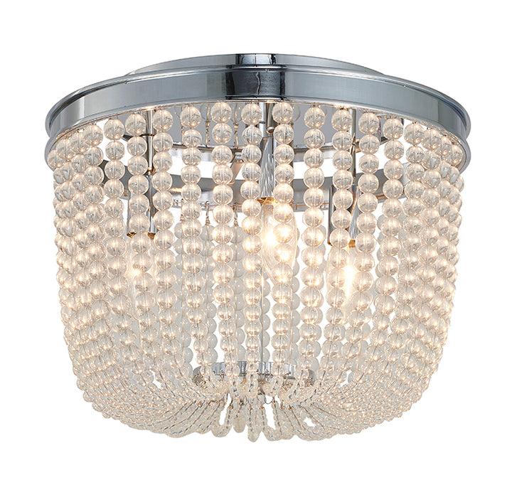 Frame Semi Flushmount with Clear Hanging Glass Beads in Chrome by Bethel
