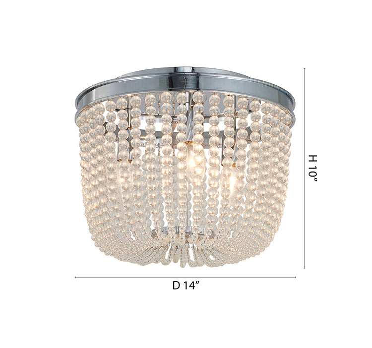 Frame Semi Flushmount with Clear Hanging Glass Beads by Bethel - view 6
