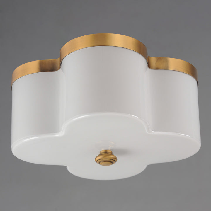 Clover 2-Light Flush Mount White / Natural Aged Brass alternate view