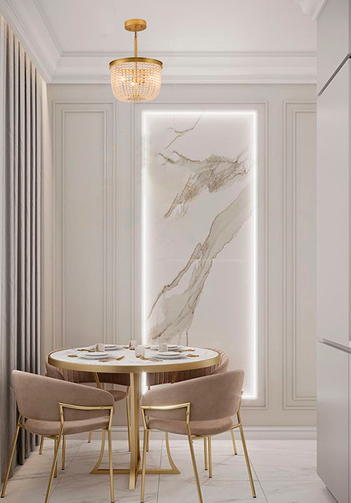 Frame Semi Flushmount with Clear Hanging Glass Beads by Bethel - view 10