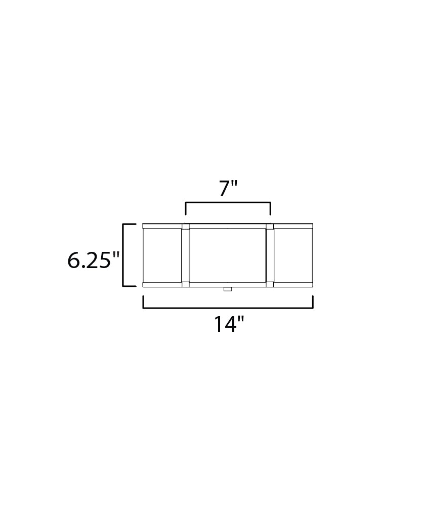 Clover 2-Light Flush Mount dimensions diagram