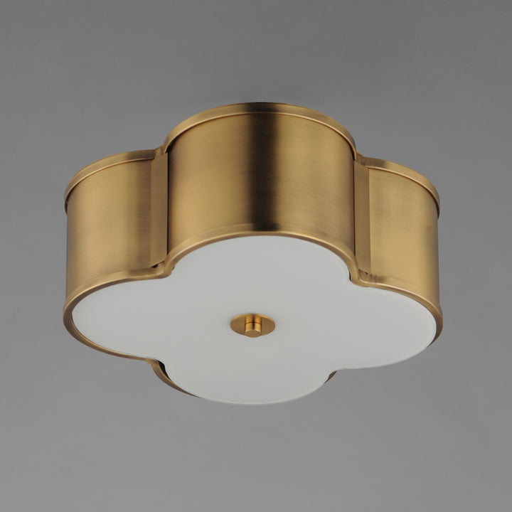 Clover 2-Light Flush Mount White / Natural Aged Brass alternate view