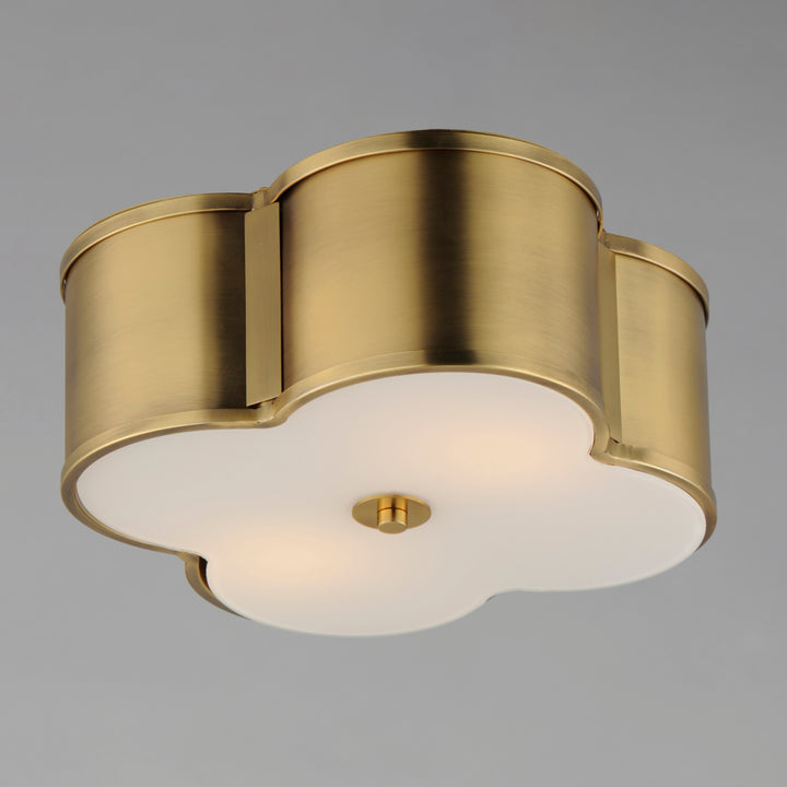 Clover 2-Light Flush Mount White / Natural Aged Brass alternate view