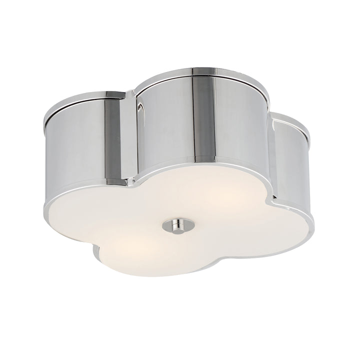 Clover 2-Light Flush Mount White / Polished Nickel