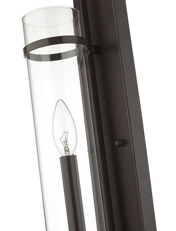 Dark Brown Frame Wall Sconce with Clear Glass Cylinder Shade by Bethel - view 3