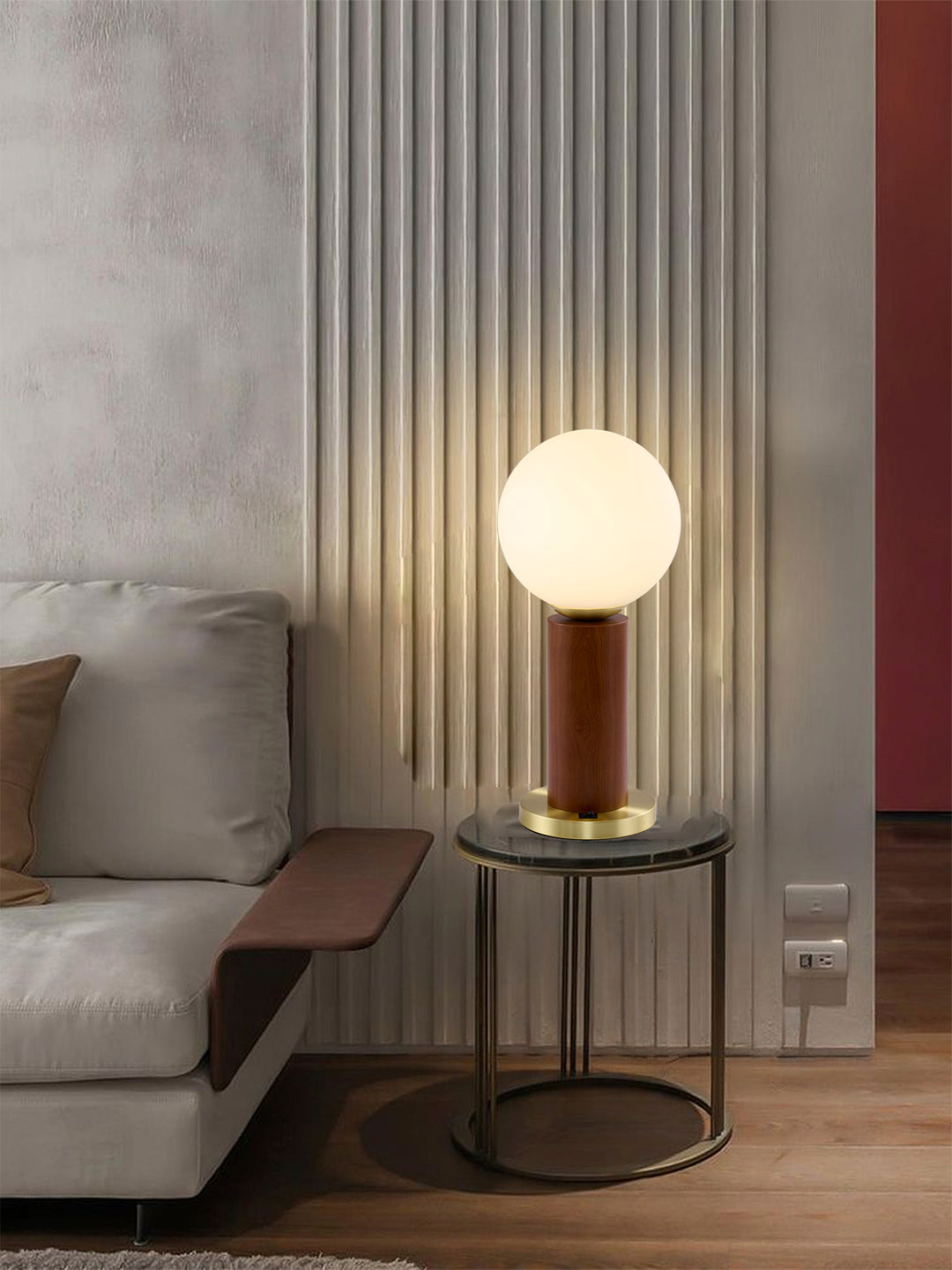 Wood Glass Table Lamp by Bethel - view 3