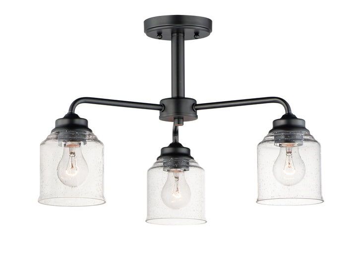 Acadia 3-Light Semi-Flush Mount/Chandelier Black