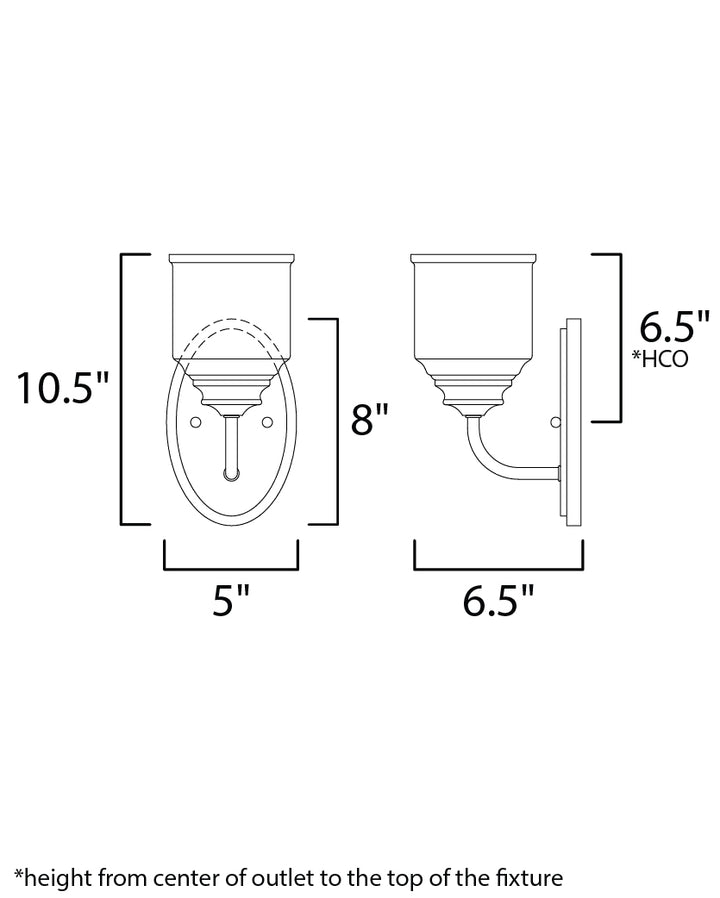 Acadia 1-Light Wall Sconce dimensions diagram