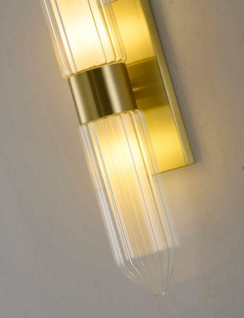 Satin Brass Glass Wall Sconce by Bethel