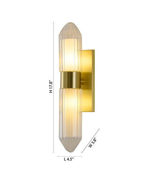 Satin Brass Glass Wall Sconce by Bethel - view 2