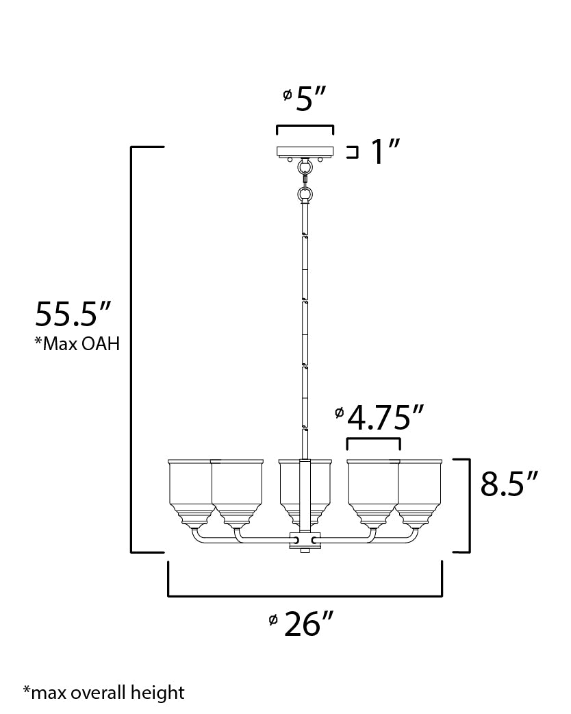 Acadia Chandelier dimensions diagram