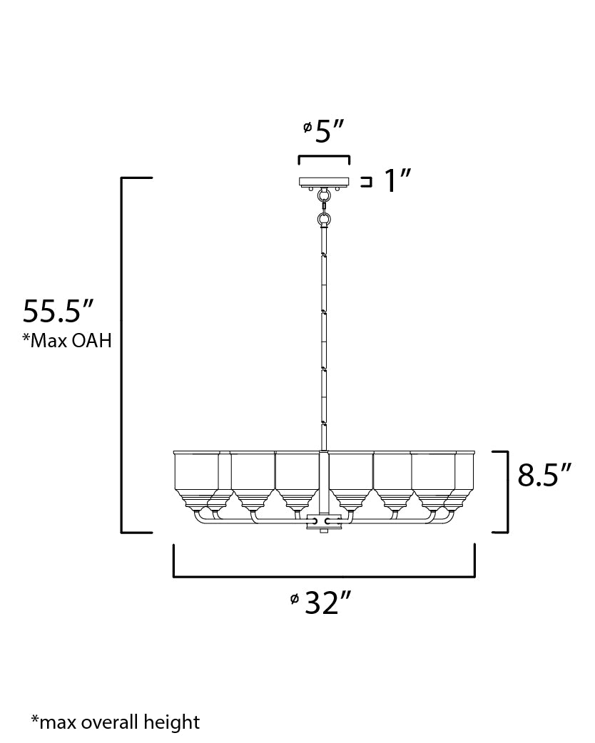 Acadia Chandelier dimensions diagram