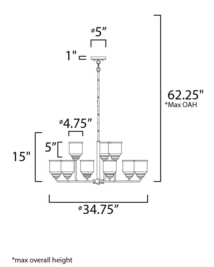 Acadia Chandelier dimensions diagram