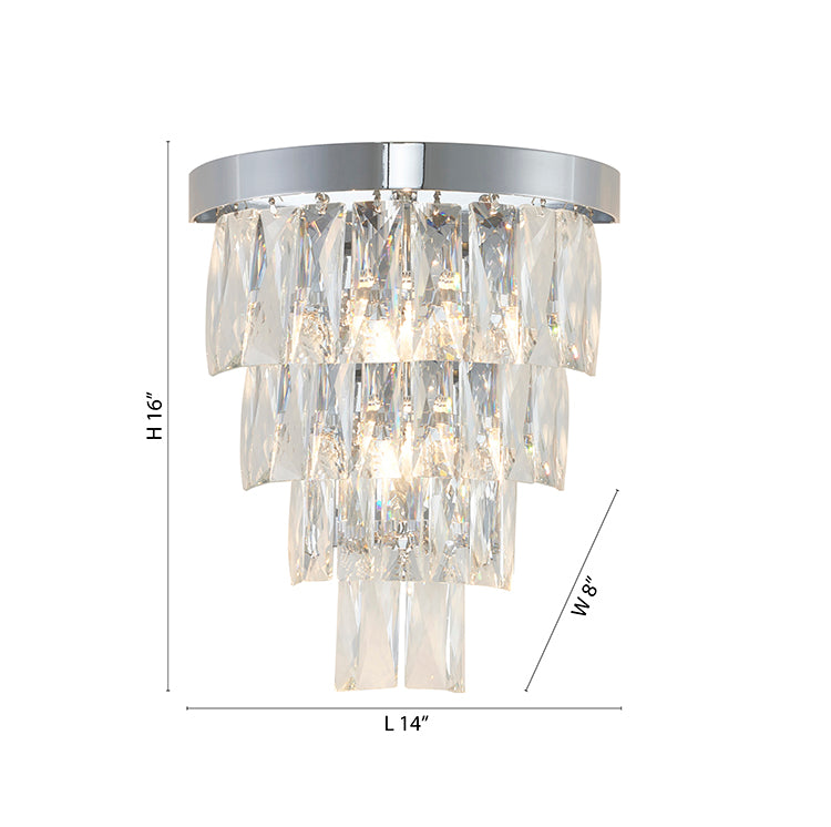 Metal Frame Wall Sconce with Clear Hanging Crystals by Bethel - view 29