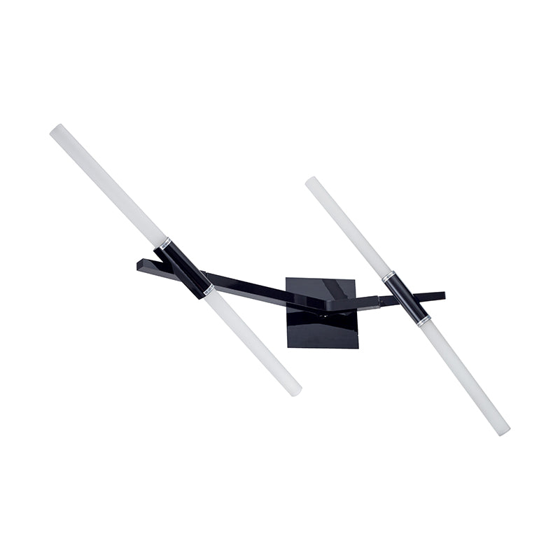 Frame Wall Sconce with Frosted Cylinder Glass Shades Glass in Black by Bethel