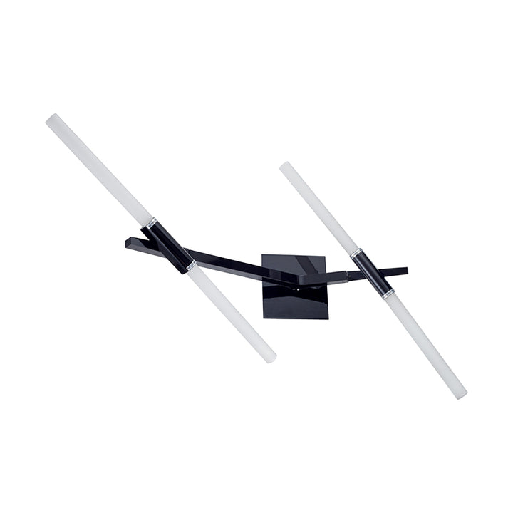 Frame Wall Sconce with Frosted Cylinder Glass Shades Glass in Black by Bethel