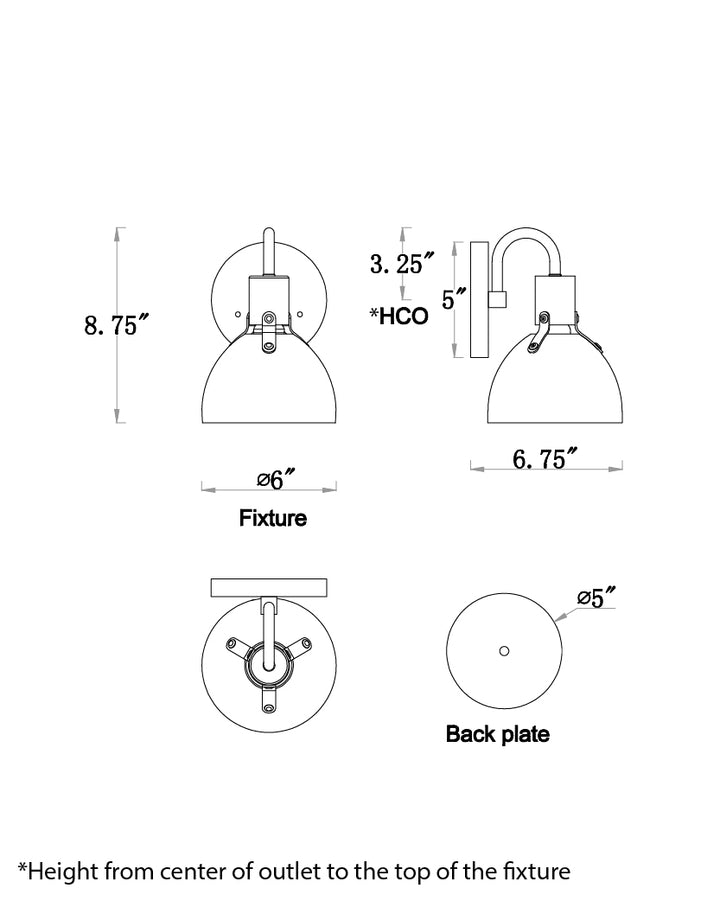 Dusk Wall Sconce dimensions diagram