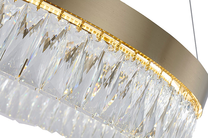 Round Frame LED Chandelier with Clear Hanging Crystals by Bethel - view 65