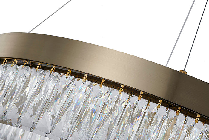 Round Frame LED Chandelier with Clear Hanging Crystals by Bethel - view 66