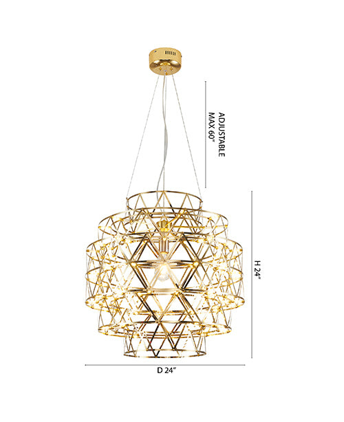 Five Tier Chandelier with Hardware &amp; Fixed LED Star Light