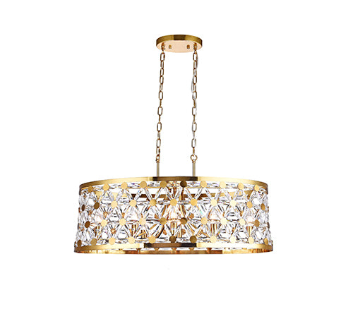 Oval Frame Chandelier with Clear Crystal Star Detailing in Copper by Bethel