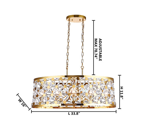 Oval Frame Chandelier with Clear Crystal Star Detailing by Bethel - view 7
