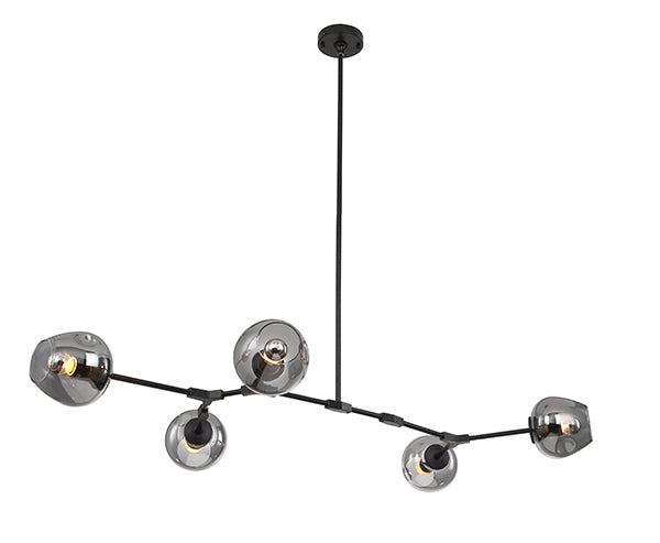Frame Ceiling Fixture with Indented Color Glass Shades in Black by Bethel