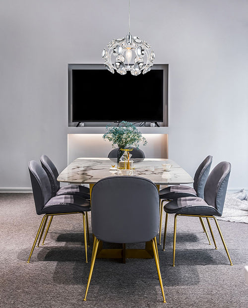 Chrome Honeycomb Resin Frame Single Pendant Light by Bethel - view 2