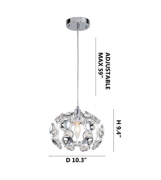 Chrome Honeycomb Resin Frame Single Pendant Light by Bethel - view 3