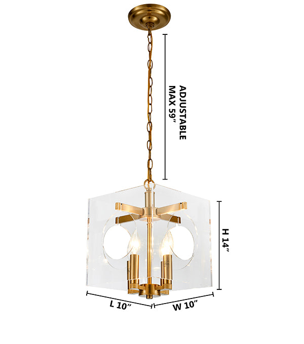Clear Acrylic Frame Pendant Light with Cut Out Hole &amp; Hardware