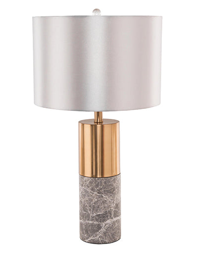 Gold with Grey Marble Base Table Lamp and Drum Shade by Bethel